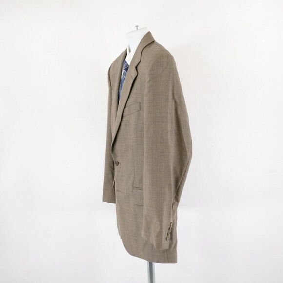Chaps Ralph Lauren Wool Tan Gray Birdseye Check 40R 2 Button Sport Coat / Blazer - Picture 5 of 13